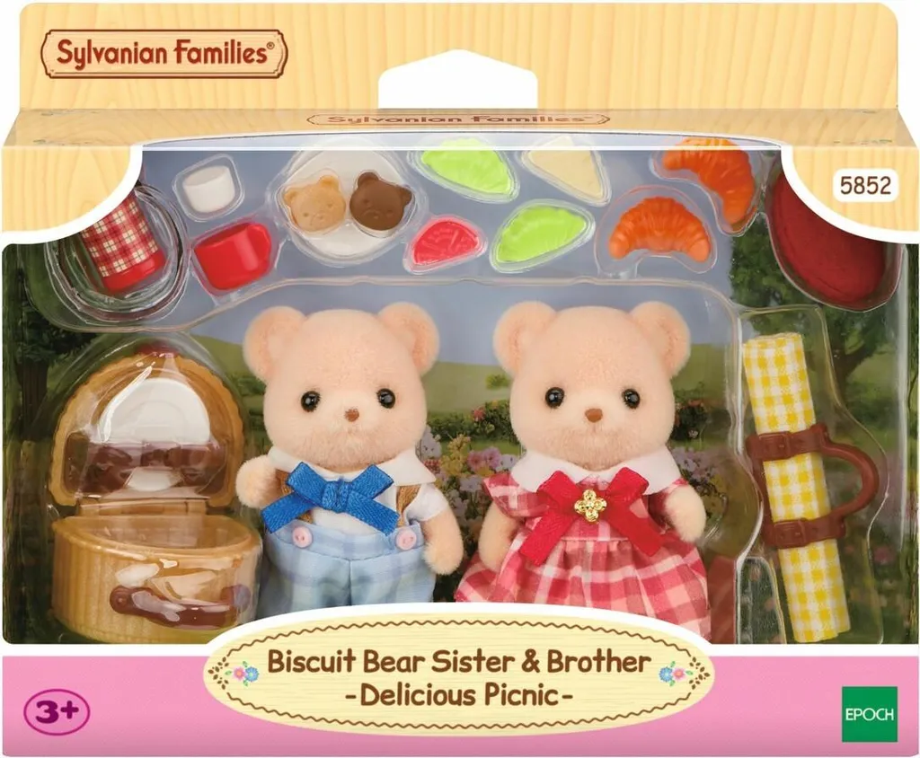 Figurines Ours Biscuit Sylvanian Families 5852 et Set de Pique-nique