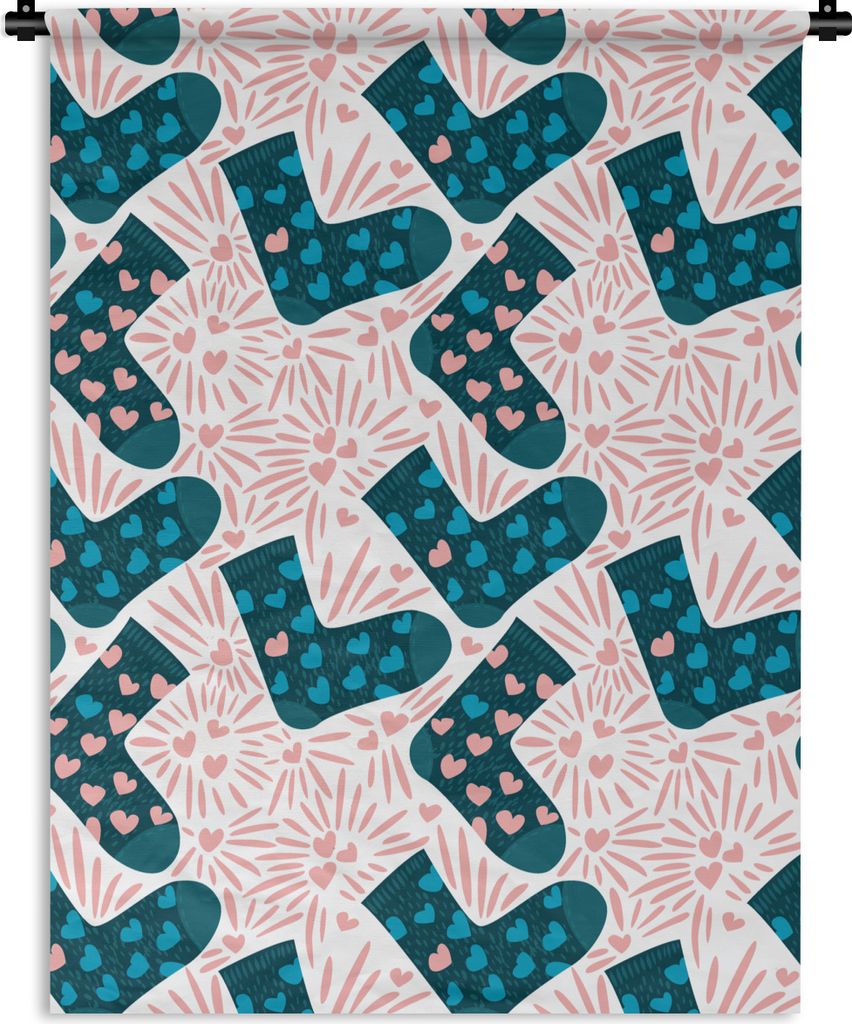 MuchoWow Wandteppich Wandbehang Socken - Valentinstag - Schnittmuster 150x200 cm Tapisserie Dekoration Wandtuch - Wandaufhängung - Moderner
