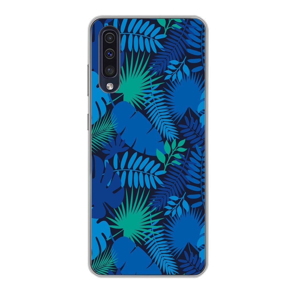 MuchoWow Handyhülle Schutzhülle Hülle für Samsung Galaxy A30s Tropisch - Design - Blätter Silikon Softcase Handy Hülle - Karteninhaber