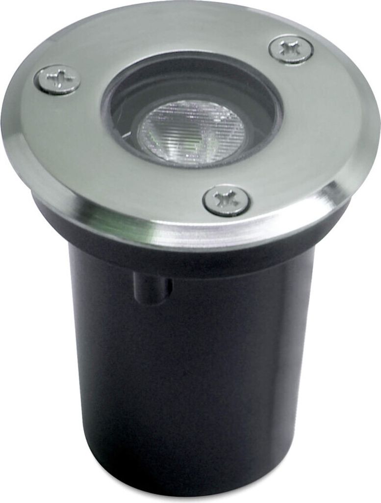 LED Bodeneinbaustrahler Sohra - Rund 1W für Aussen und innen IP65 in Edelstahl poliert - Warmweiß Echt-Glas LED warmweiß 230V Terrasse Garten K...