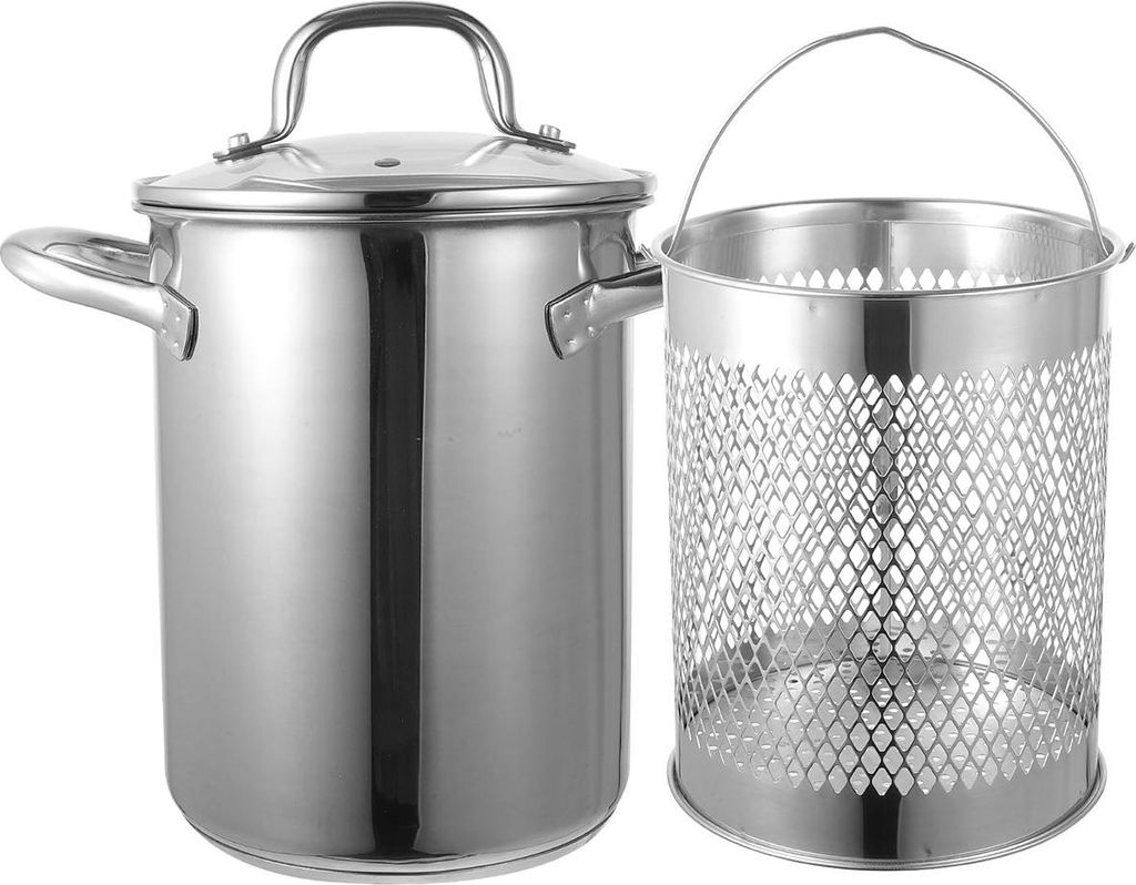 Edelstahl Fritteuse 4 L mit Siebkorb & Griff, 11 " groß, ideal für Fisch, Garnelen, Hähnchen & Pommes, perfekt für Heimküche