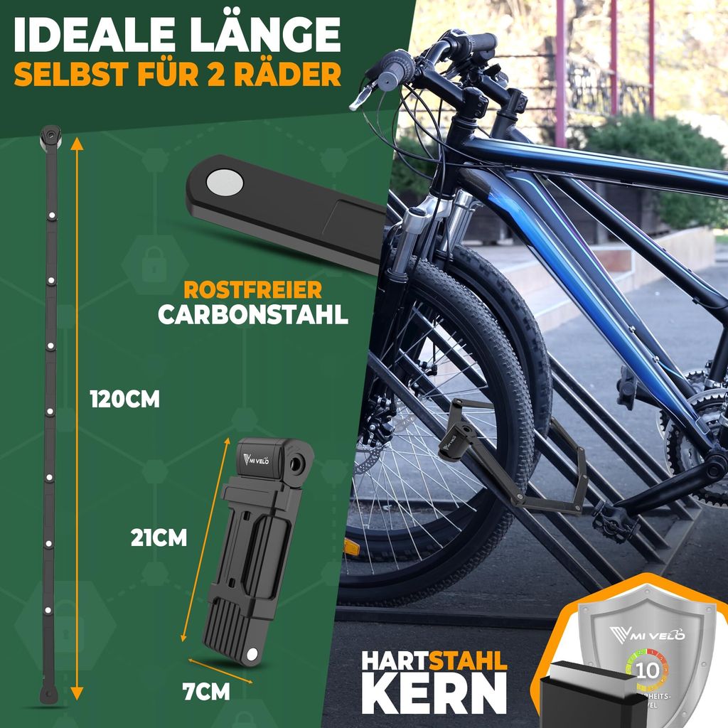 DINOKA Fahrradschloss Faltschloss – 105cm, Hochsicher, Aus Stahllegierung, Inkl. Halterung & 2 Schlüssel – Für Fahrrad, Motorrad, E-Bike – Kompakt & Stabil DINOKA Fahrradschloss Faltschloss – 105cm, Hochsicher, Aus Stahllegierung, Inkl. Halterung & 2 Schlüssel – Für Fahrrad, Motorrad, E-Bike – Kompakt & Stabil