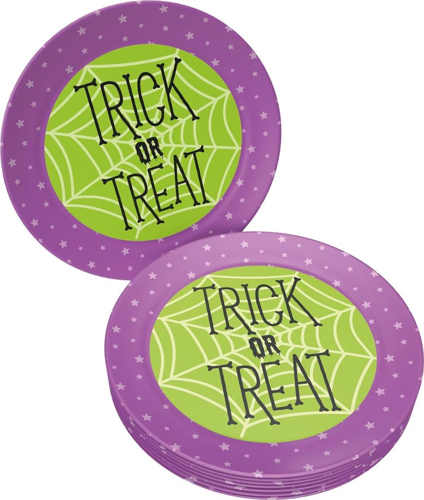 Halloween Skelett Teller – 8er-Pack, Ø 23 cm, gruselige Deko für deine Halloweenparty