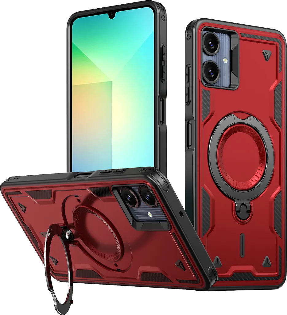 Cover Rugged Samsung Galaxy A06 Rossa - Supporto Auto e Anello