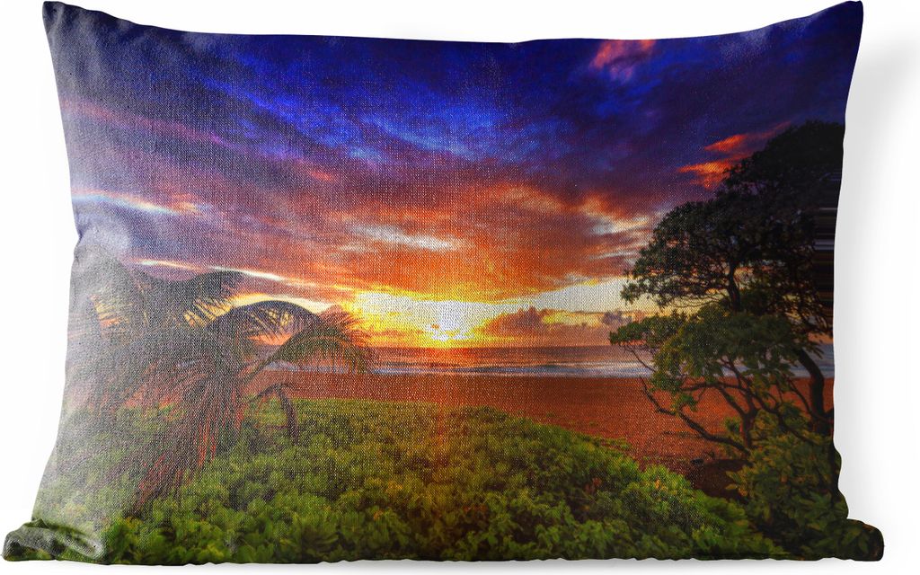 MuchoWow Outdoor Kissen - Ein beeindruckender Sonnenuntergang auf Hawaii - 60x40 cm - Wetterfest - Lounge Kissen - Zierkissen - Kissen für Innen...