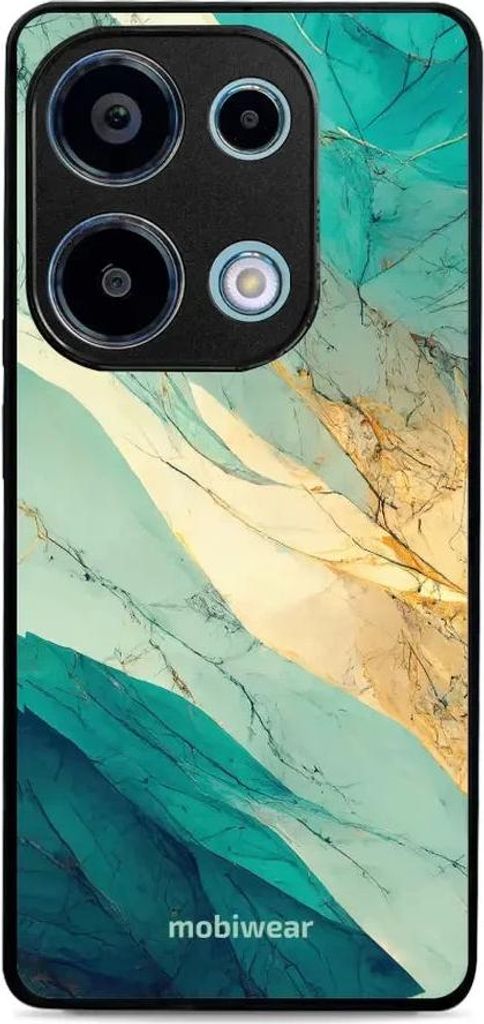 Handyhülle für Xiaomi Redmi Note 13 Pro 4G, Mobiwear Glossy Case, Türkis-Marmor
