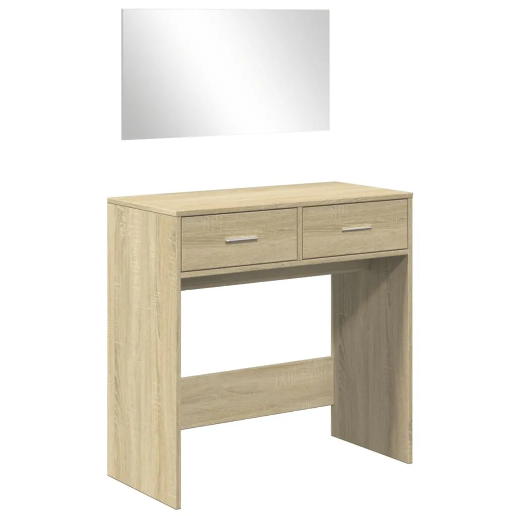 Toilette Trucco Rovere Sonoma 80x80 cm con Specchio | Design Scandinavo - 1