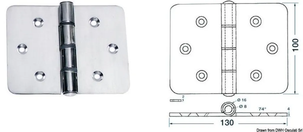 Charnière 130x100 mm pour porte de cabanon et coffre de jardin en bois