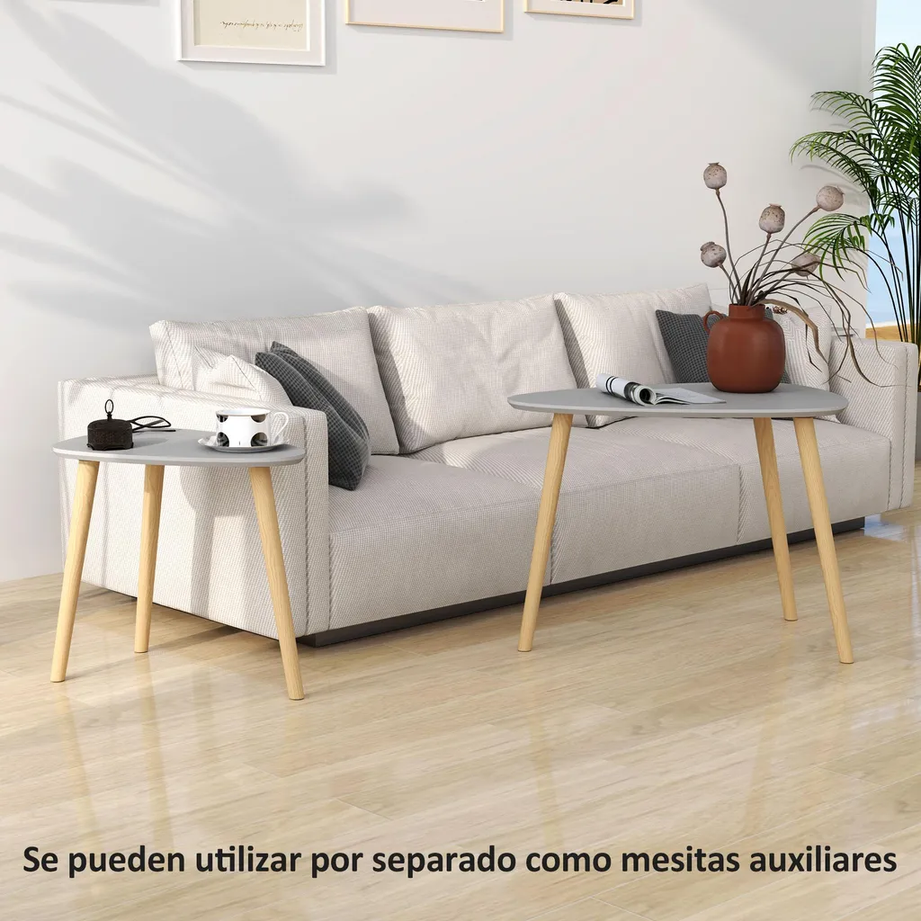 Table basse emboîtable minimaliste gris clair Galet pour salon - 5