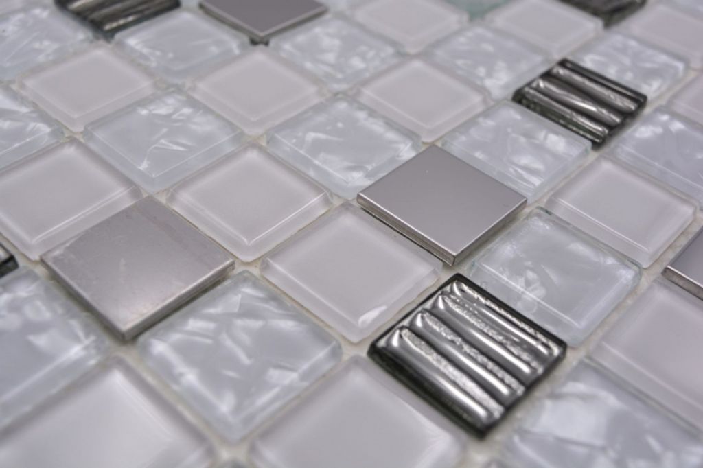 Garten & Heimwerken Baumarkt Innenausbau Fliesen Mosaikfliese selbstklebend Aluminium silber 