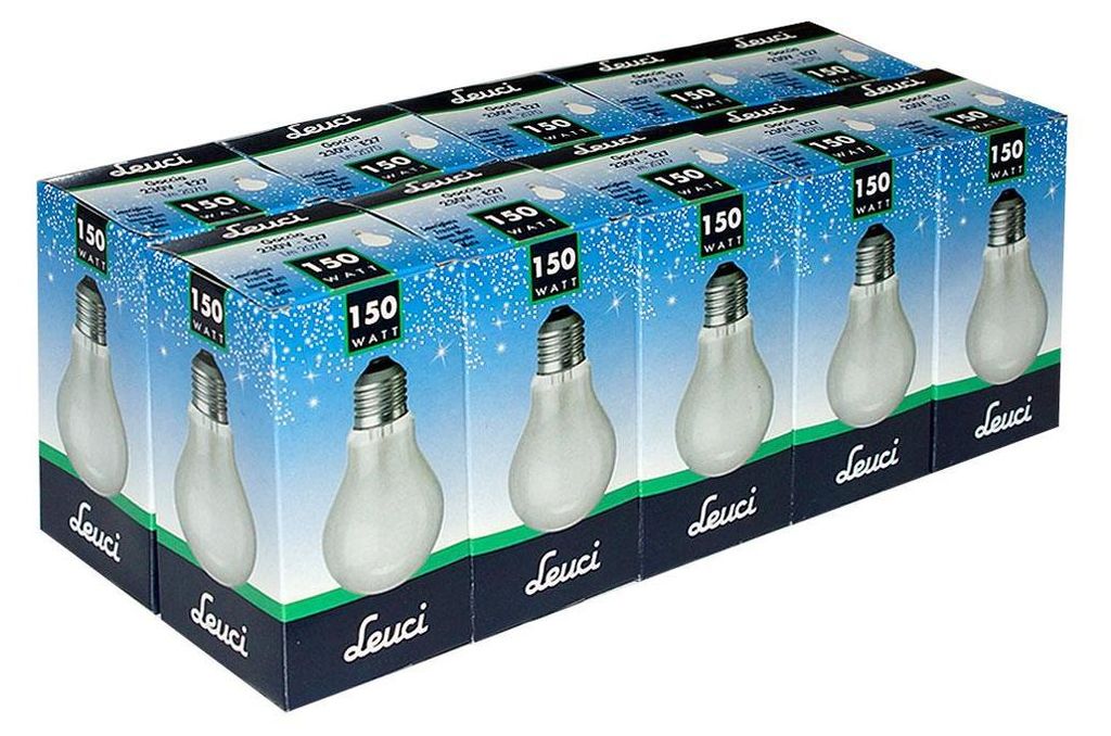 10 x Leuci Glühbirne 150W E27 MATT A67 Glühlampe 150 Watt Produktbild 