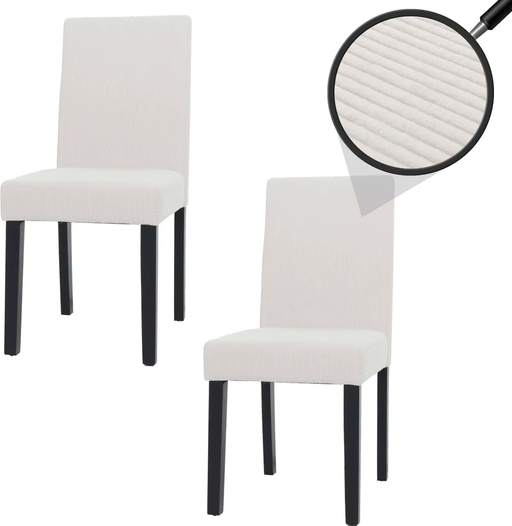 Offerta Set 2 Sedie Cucina Littau Crema - Legno Scuro Schienale Alto