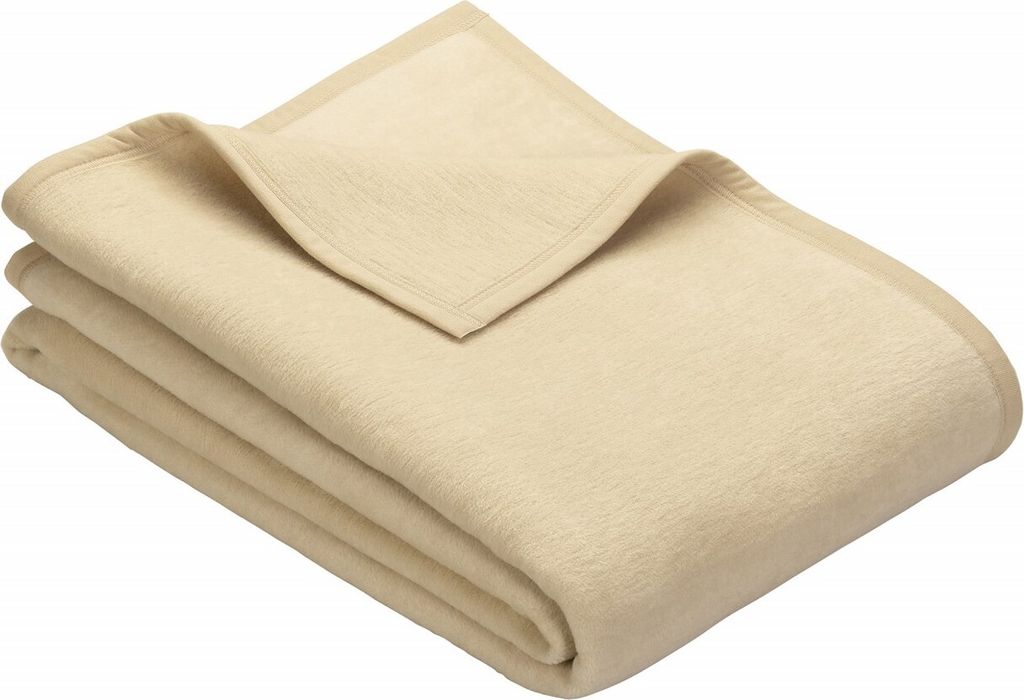 Ibena Tagesdecke Porto 180x220 cm - Baumwollmischdecke creme einfarbig, Wolldecke, Sofadecke kuschelweich