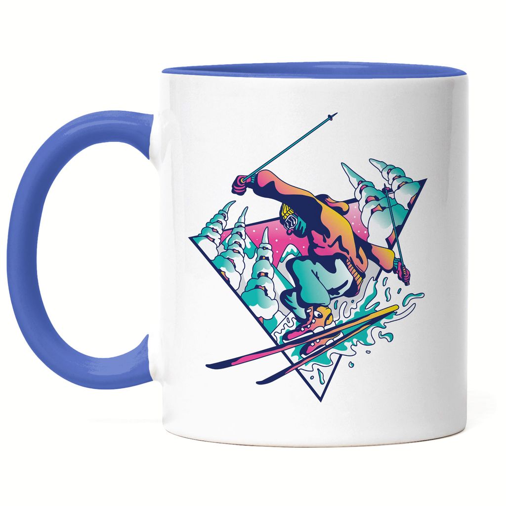 Skifahrer Tasse Blau Skibrille Skifahrerin Wintersport Ski Skipiste Sport Bewegung Skifahren Skilift Skianzug
