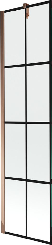 Mexen Next 1-Flügel-Badewannenwand 50 x 150 cm, Schwarzes Design, Rosa Gold - 895-050-000-00-77-60