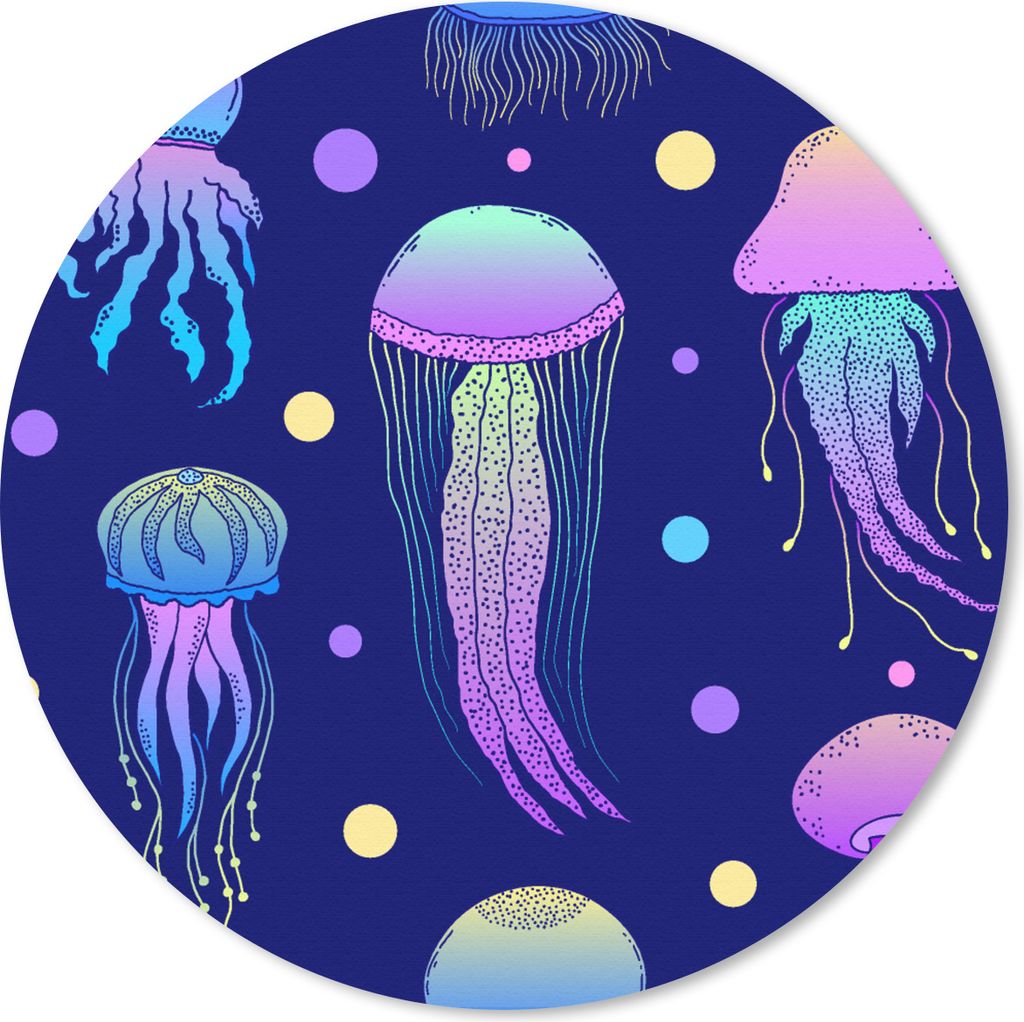 MuchoWow Mauspad Mousepad Quallen - Muster - Meerestiere - Neon 20x20 cm - Mousepads - Maus Mat - Pad - Mausunterlage - Schreibtischmatte