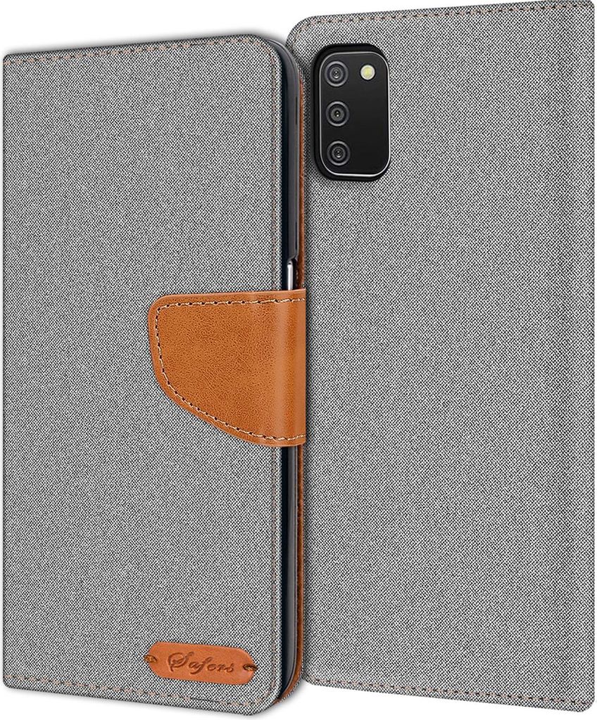 Handy Hülle Samsung Galaxy A03s Tasche Wallet Flip Case Schutz Hülle Stoff Cover
