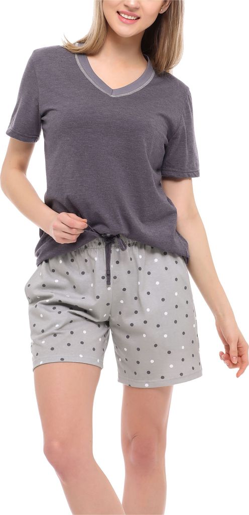 Merry Style Damen Schlafanzug MS10-231 (Dunkelmelange/Grau, S)
