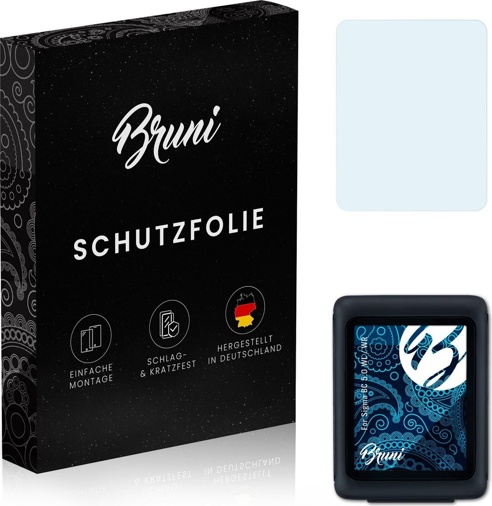 Bruni Basics-Clear 2x Schutzfolie kompatibel mit Sigma BC 5.0 (WL / WR) Folie