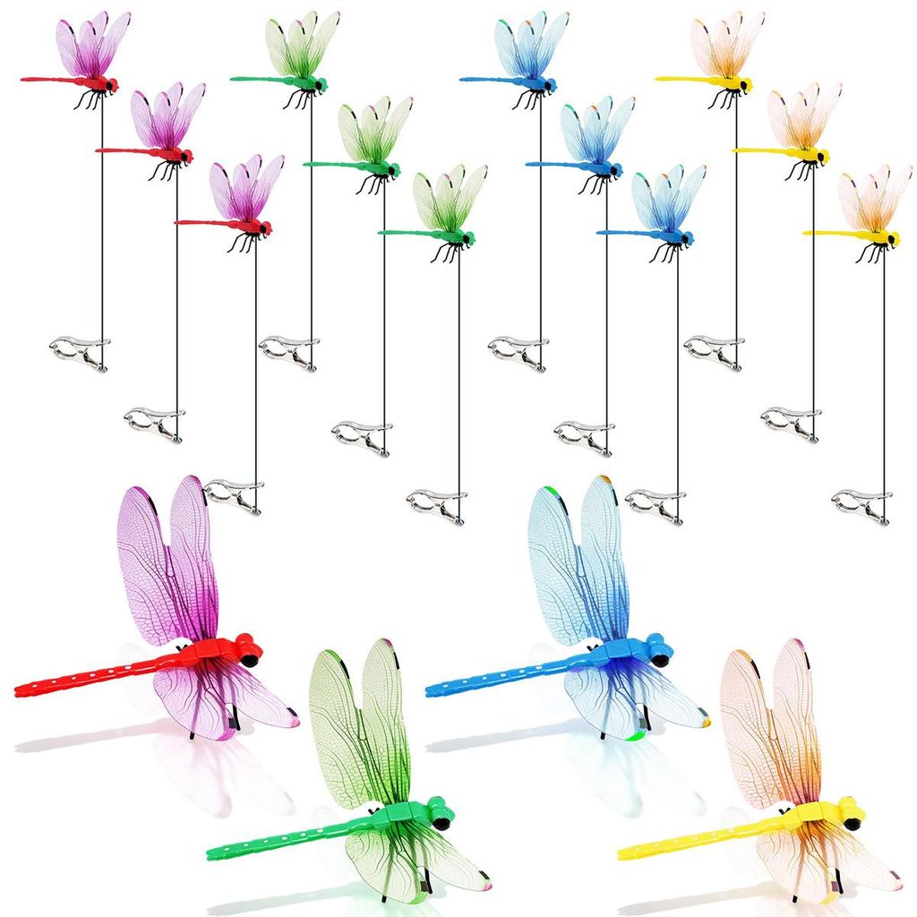 12er-Set Libellen-Clips, realistische Libellen & Produktbild 