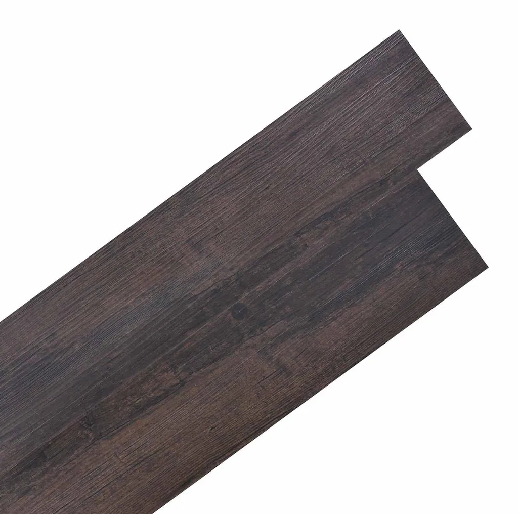 Revêtement de sol en PVC marron foncé 18 lames vidaXL pour intérieur