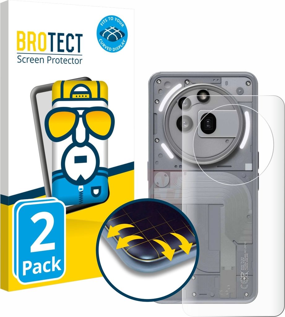 2x BROTECT Fullscreen Schutzfolie für Nothing Phone (3a) Pro (Rückseite) Displayschutz Folie Fullcover Klar Transparent