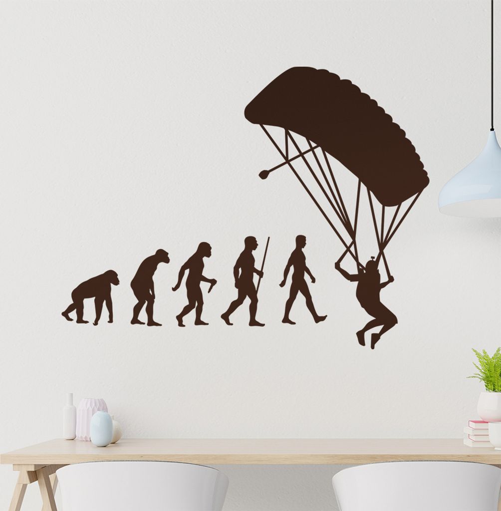 Gleitschirmfliegen Evolution Wandtattoo Wandaufkleber Wall Sticker - Dekoration, Küche, Wohnzimmer, Schlafzimmer, Badezimmer