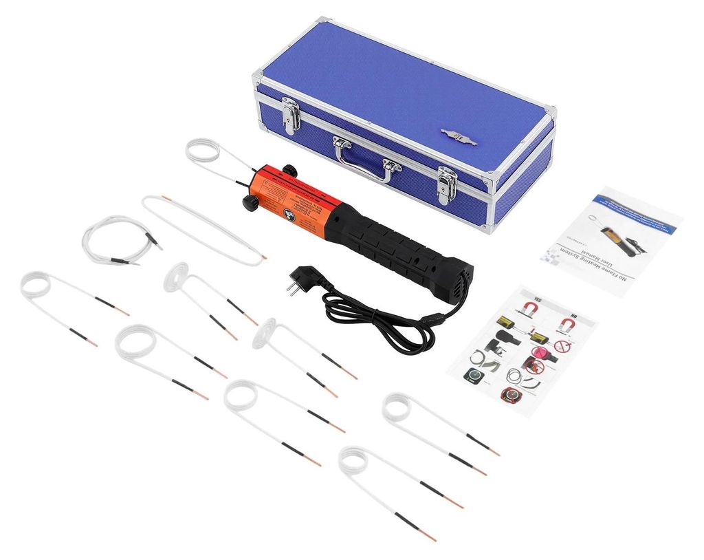 Induktionsheizer Set - Schrauben-/Bolzenlöser - 1000W - 220V EU-Stecker - 10 Spulen 3–6 cm - Bis 850°C - Aufbewahrungskoffer - Gelb/Schwarz/Blau