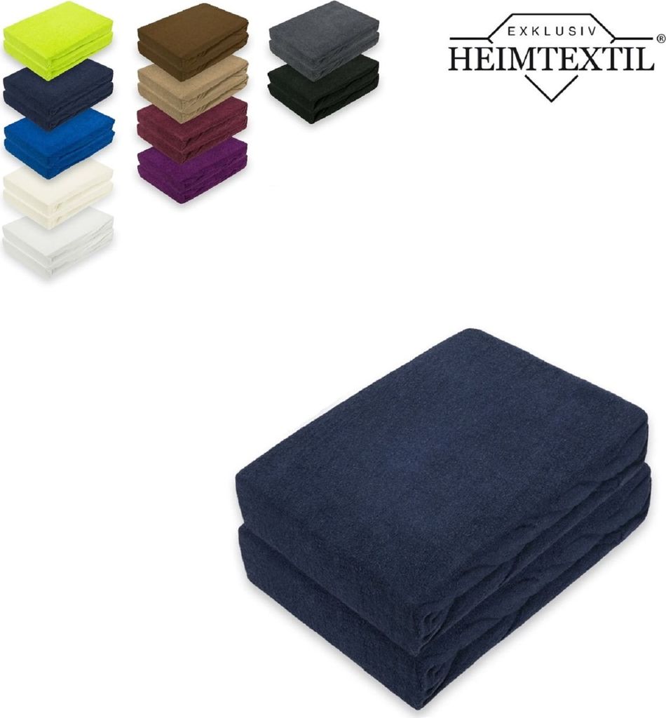 Doppelpack Marke Frottee Spannbettlaken Navyblau 90 x 200 cm