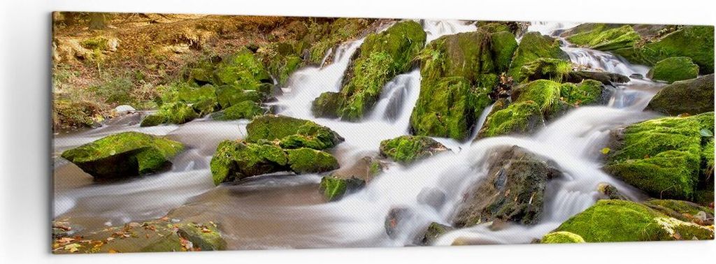 Bild auf Leinwand - Leinwandbild - Sonne Berg Bach Park - 160x50cm - Wand Bild - Wanddeko - Leinwanddruck - Bilder - Kunstdruck - Wanddekoration - ...