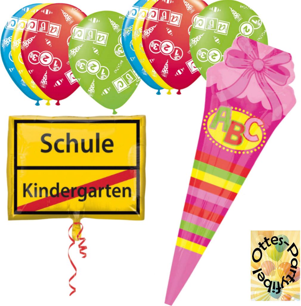 Schuleinführung Dekoration Schulanfang Ballonset 4 Folienballons + 16 Luftballons