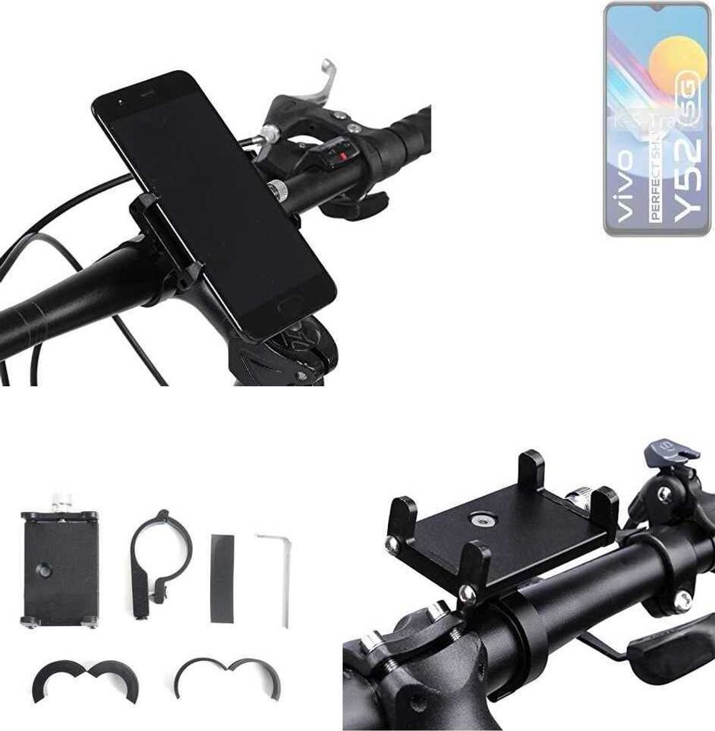 K-S-Trade Handyhalterung für das Fahrrad kompatibel mit Vivo Y52 5G Halter Lenkstange Fahrradhalterung Motorrad Bike Mount Befestigung Smartphone