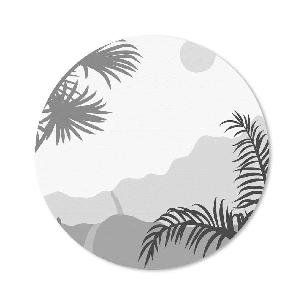 MuchoWow Mauspad Mousepad Illustration - Tropisch - Schwarz - Weiß 50x50 cm - Mousepads - Maus Mat - Pad - Mausunterlage - Vinyl