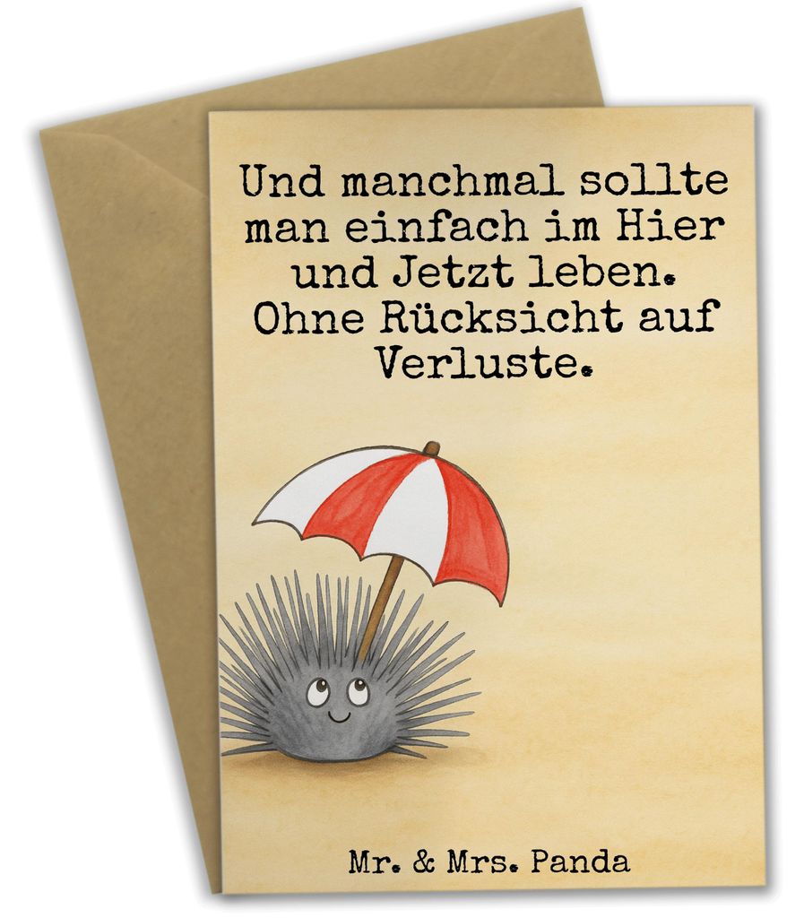 Mr. & Mrs. Panda Grußkarte Seeigel Design - Weiß - Geschenk, Lebe, Selbstakzeptanz, Achtsamkeit, weihnachtskarten, Selbstliebe, neujahrskarte, Le...