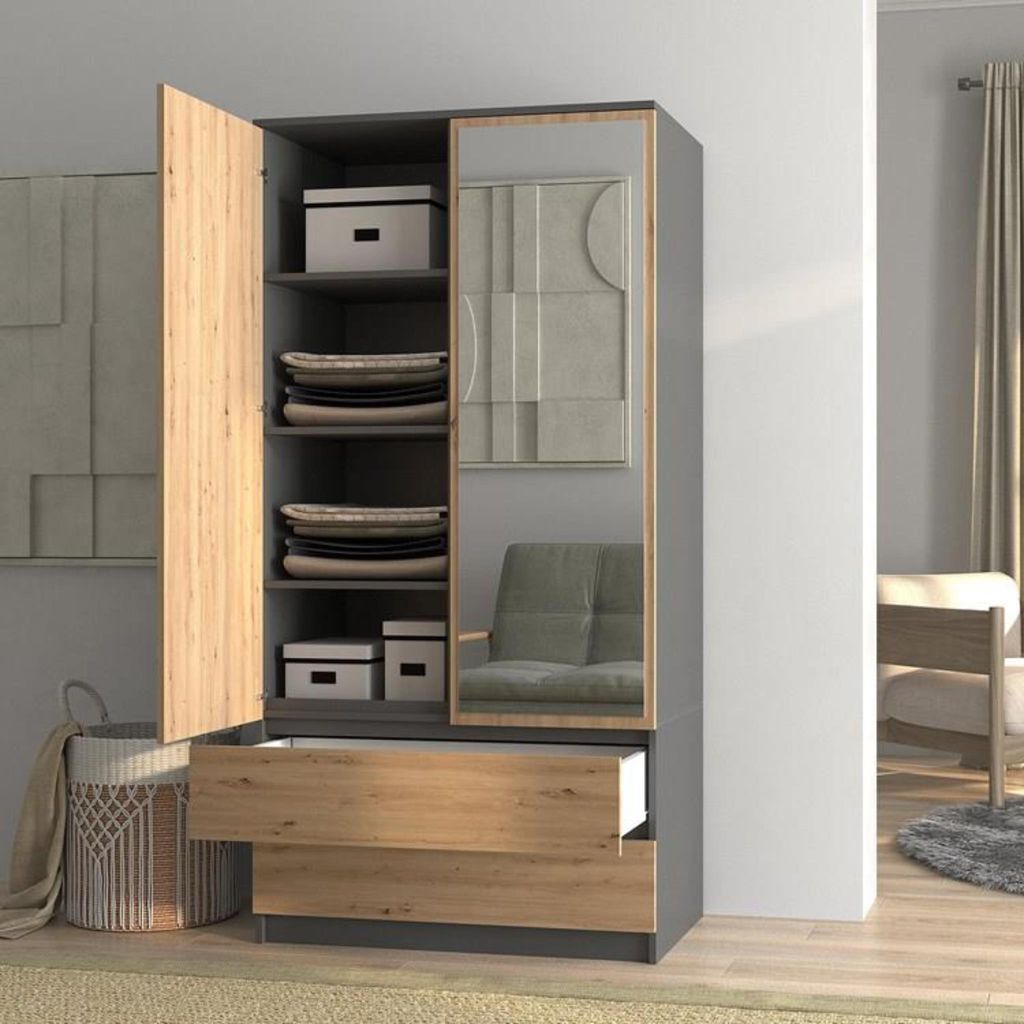 2-türig Drehtürenschrank mit Spiegel Rubin Schrank inkl. 2 Produktbild 3