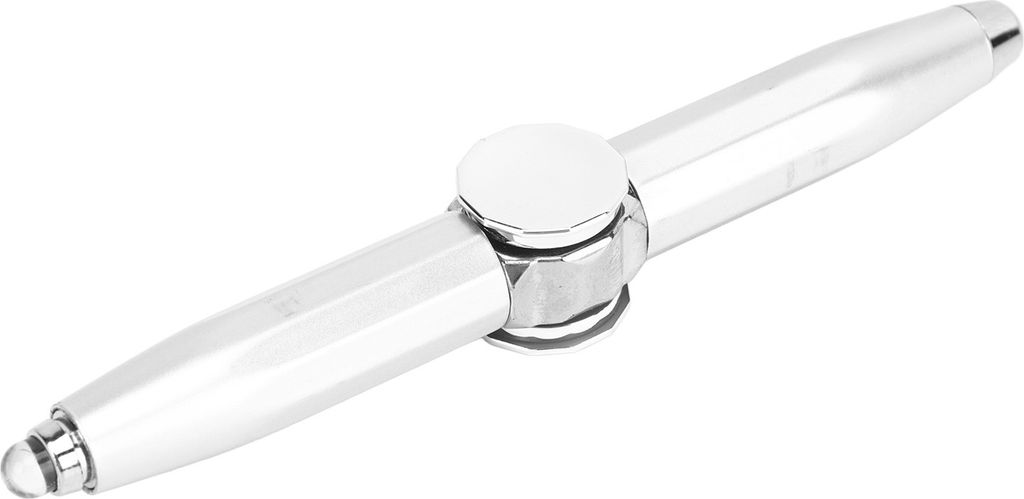 Fingerspitze Luminöser Gyro -Kugelschreiber Finger drehen Schreiben mit LED -Licht zum Freigeben von Stress Silber
