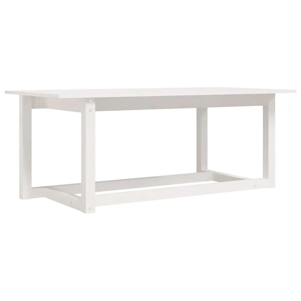 Tavolino Bianco 110x55x45 cm in Legno di Pino Massiccio per Salotto