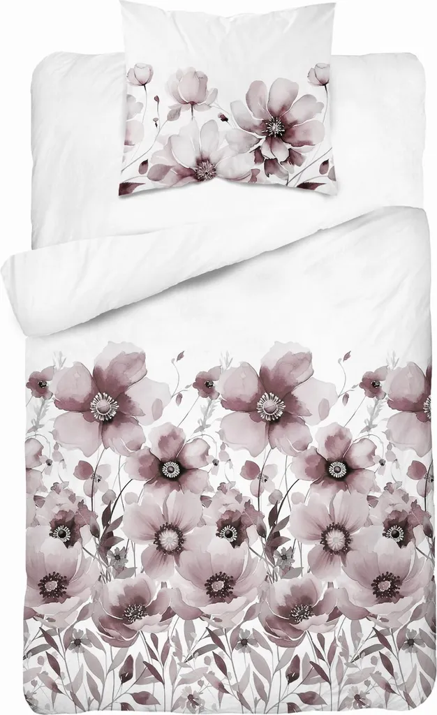 Detexpol Set Letto 140x200 Cotone Bianco Rosa Fiori 5249 B