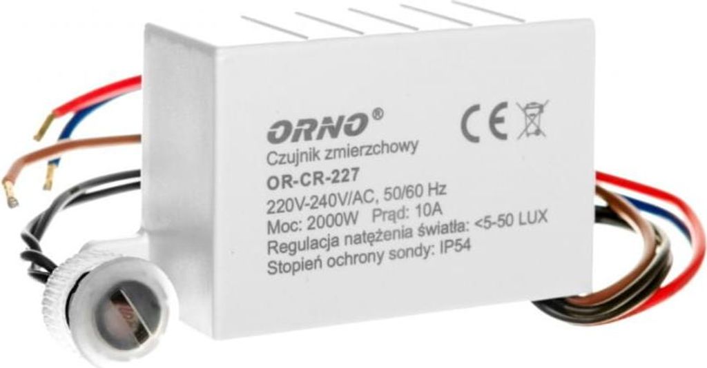 Interruptor crepuscular con sensor, 10A, 230V, 5-50lx, Imagen del producto 