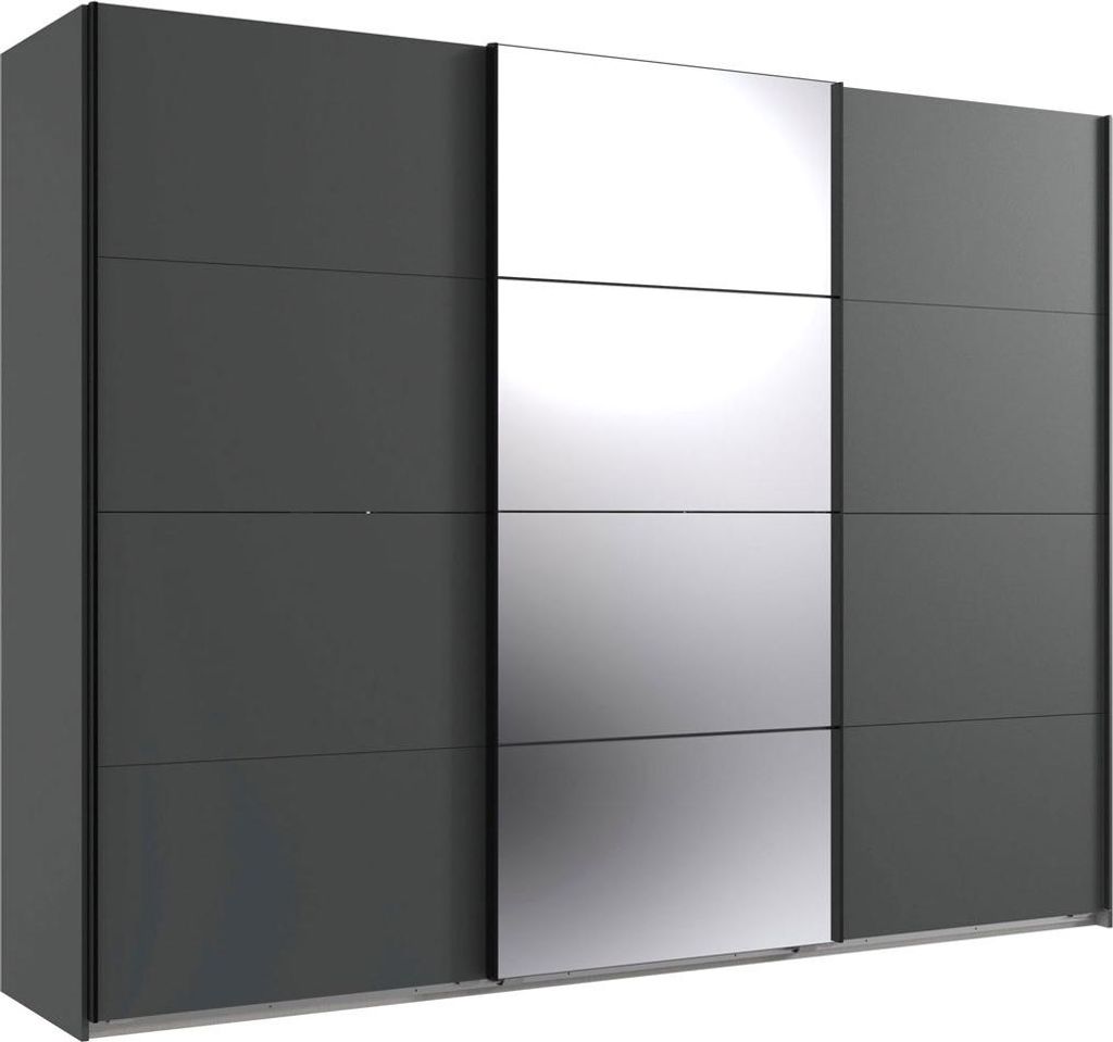 Schwebetürenschrank Norderstedt Kleiderschrank mit Spiegel Ausführung wählbar,graphit / Spiegel,270x64x210cm