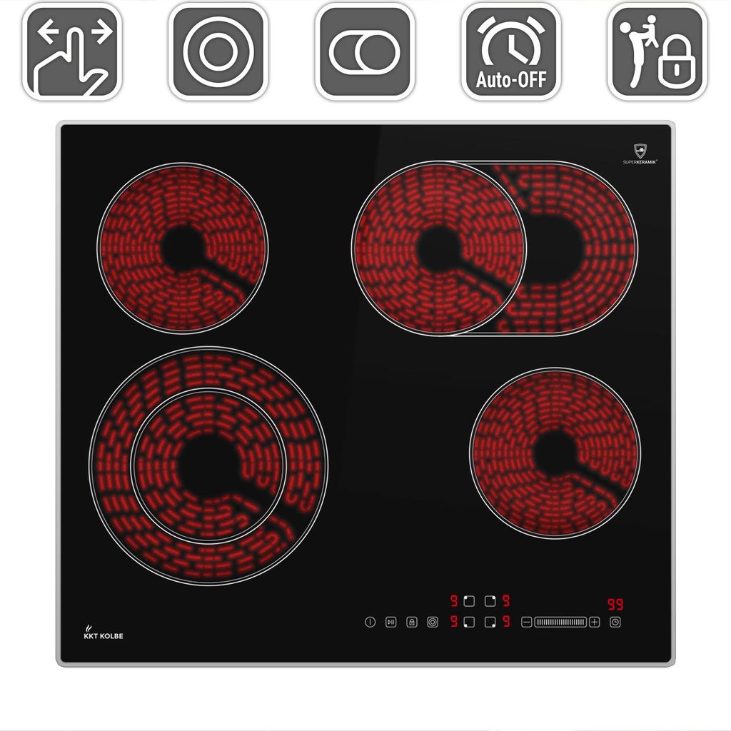 Plaque Electrique 60cm 6,6 kW 4 Zones de cuisson 9 niveaux Image du produit 