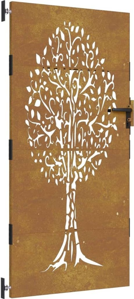 vidaXL Gartentor 85x175 cm Cortenstahl Baum-Design Produktbild 