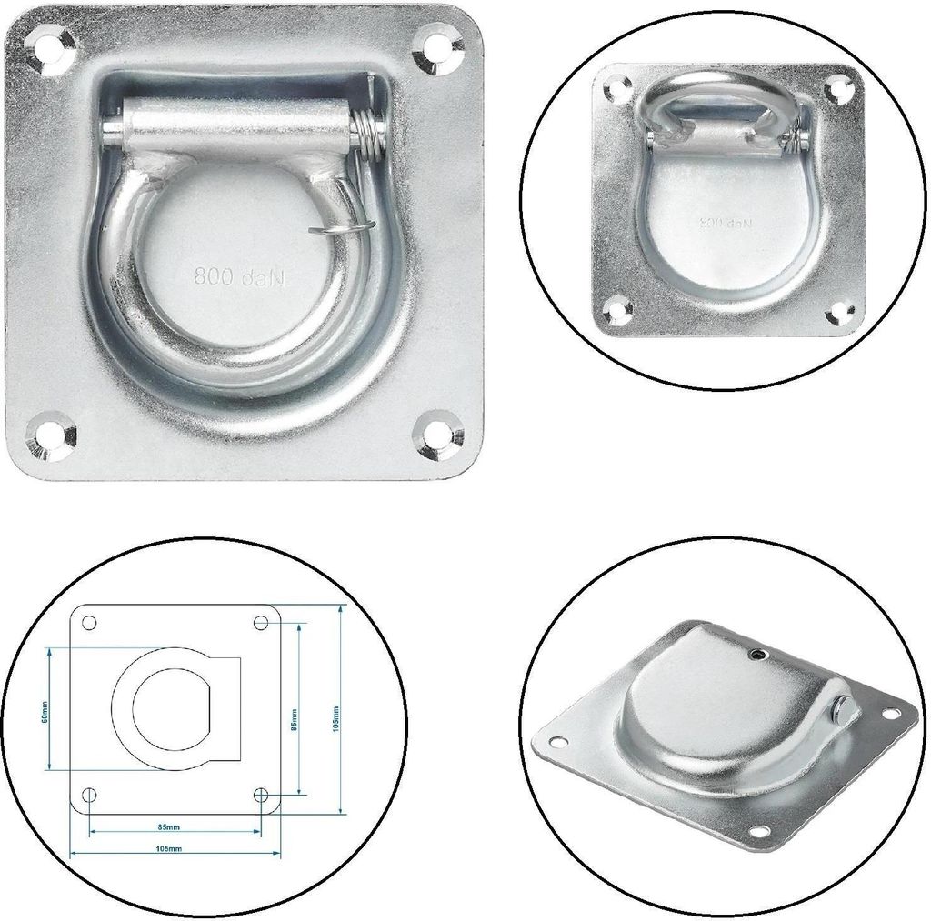 Zurrmulde 105x105mm mit Öse Ring Planenöse Ladungsicherung Zurring Zurrlasche