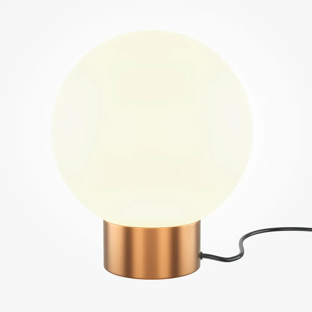 Luminaire d'appoint boule en verre dépoli et socle doré pour salon