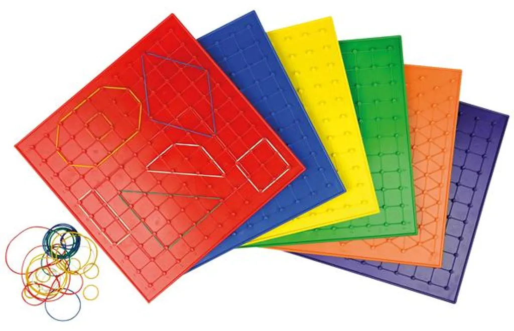 Géoplan Tactile et Éducatif Set de 6 Planches Multicolores 23 cm - 2