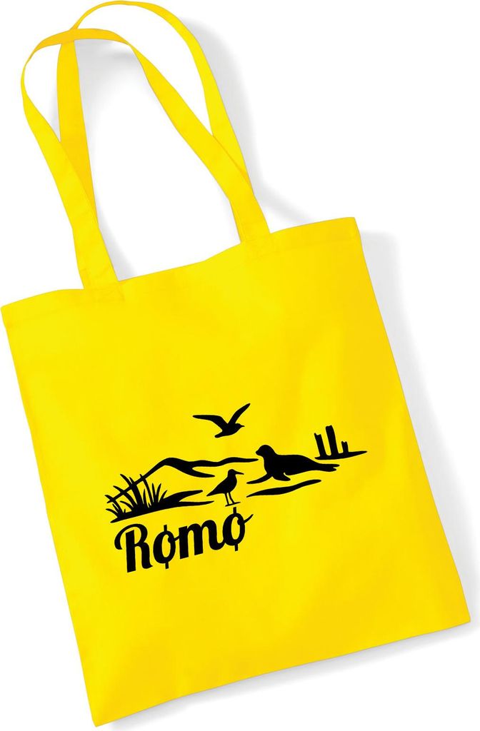 Huuraa Jutebeutel Rømø Dänemark 10 Liter Yellow Baumwolle Tasche Geschenkidee