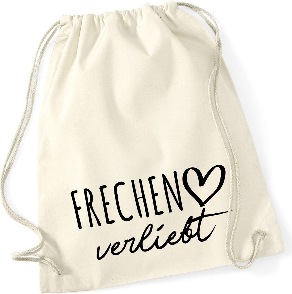Huuraa Turnbeutel Frechen verliebt 12 Liter Natural Baumwolle Rucksack Geschenkidee