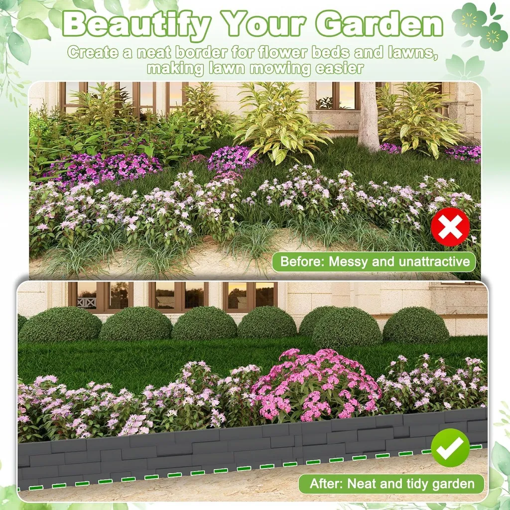Bordure de tonte 10m anthracite avec plots 10cm effet pierre véritable - 3