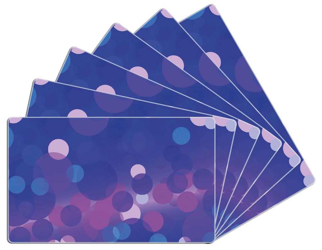 Wallario Frühstücksbrettchen 6er Set aus Glas, je 14 x 23 cm, mit rutschfesten Füßen, Motiv Blaue Kreise mit pink - harmonisches Muster