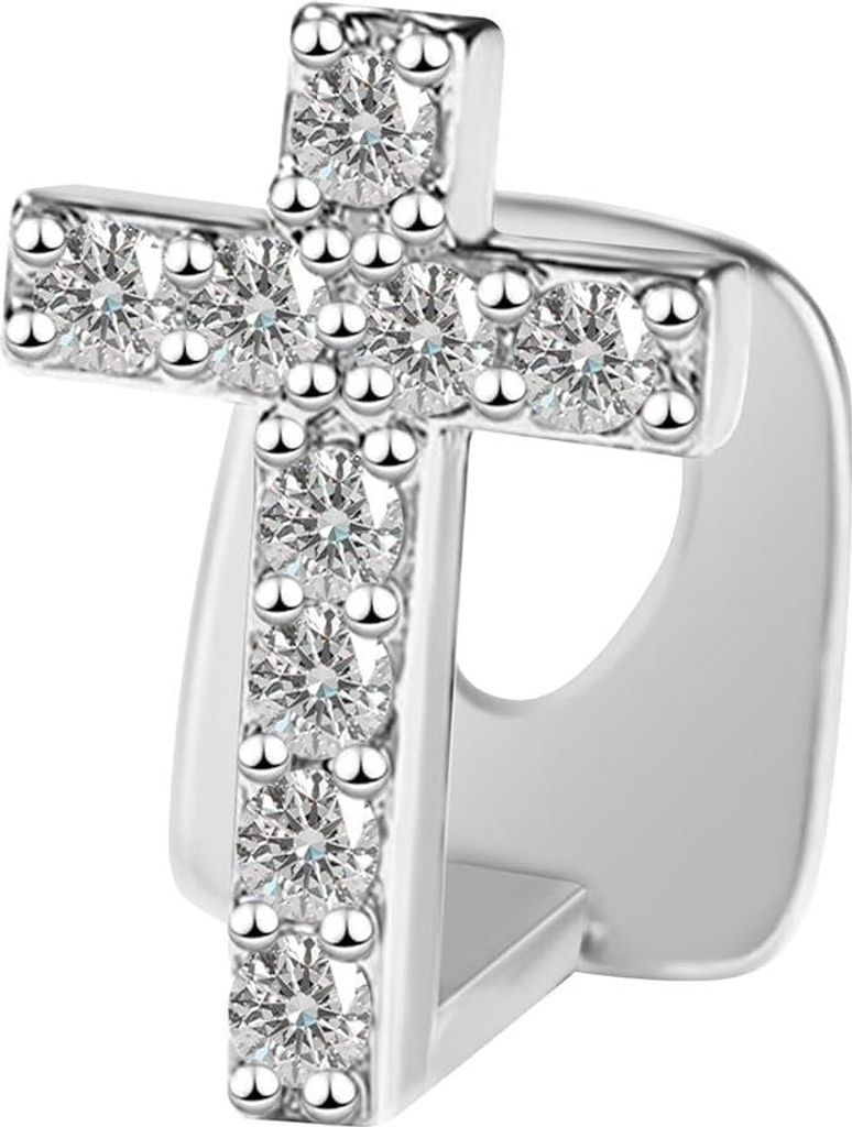 Diamond Grillz Bling Herz Kreuzz?hne Grillkappe, Hip-Hop-Top-Zahnschmuck, trendige CZ-Zahndekoration fš¹r M?nner und Frauen, gl?nzendes Rapper-Ko...